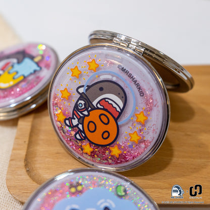 Cute Shark Glitter Quicksand Mirror, Pocket Mirror, Mr. Shark