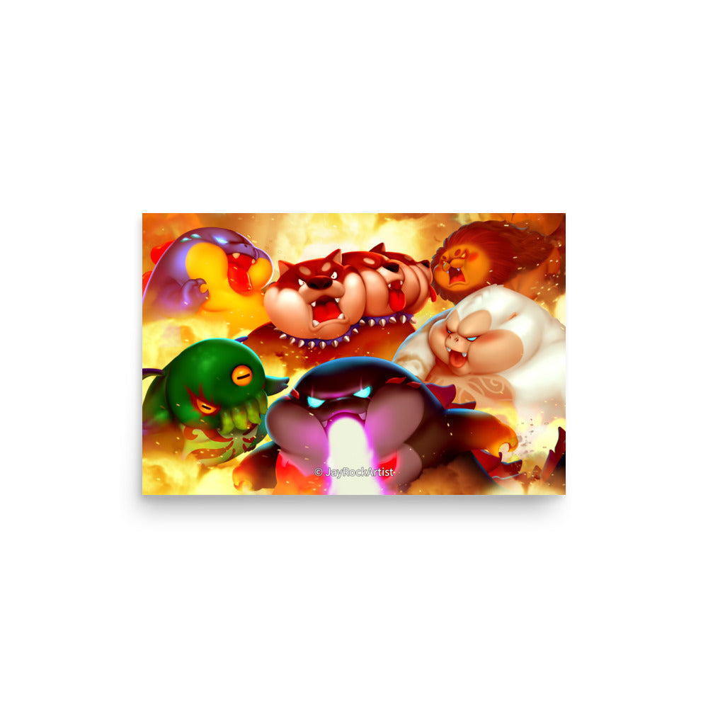 Chubby Monsters - Art Print, JayRockArtist