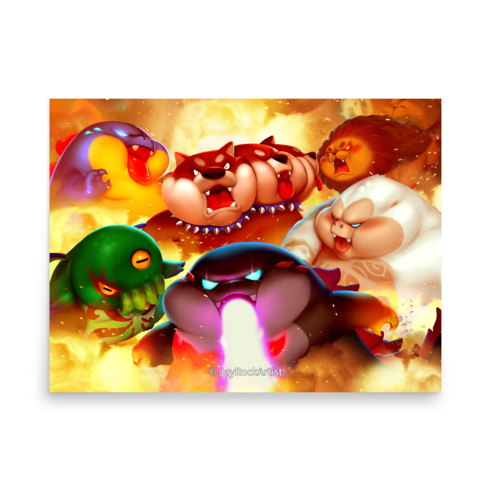 Chubby Monsters - Art Print, JayRockArtist